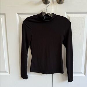 Iris Black Long Sleeve Turtleneck Women's Top